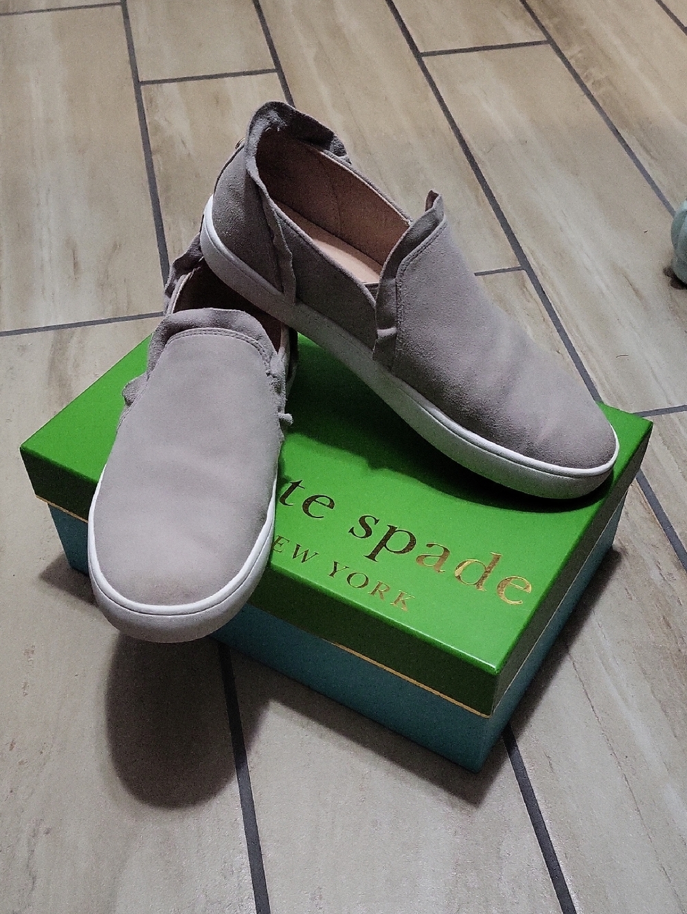 SALE--kate spade Slip-On Loafers in Taupe Suede